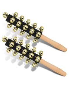 Campanas de Jingle de Mano de Madera 2 Pcs Negro - Instrumento Musical