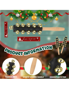 Campanas de Jingle de Mano de Madera 2 Pcs Negro - Instrumento Musical 2