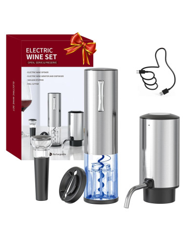 Juego de Abridor de Vino Eléctrico BW Wealthy con Aerador y Tapón
