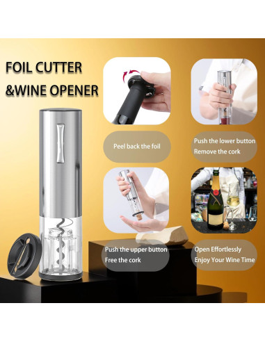 Juego de Abridor de Vino Eléctrico BW Wealthy con Aerador y Tapón
