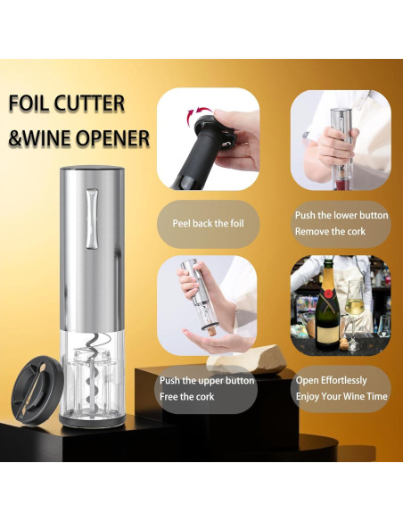 Juego de Abridor de Vino Eléctrico BW Wealthy con Aerador y Tapón