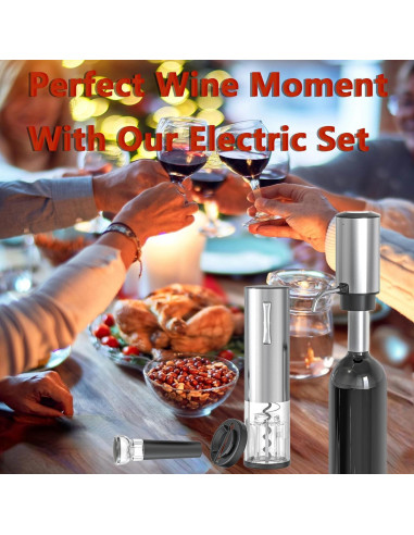 Juego de Abridor de Vino Eléctrico BW Wealthy con Aerador y Tapón