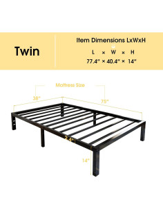 Estructura de Cama Individual 45MinST Carga Pesada 1633kg 14cm 2