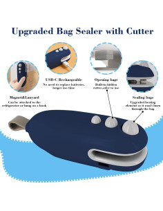 Mini Sello de Bolsas iRboWou Recargable USB-C 2 en 1 Cortador 2
