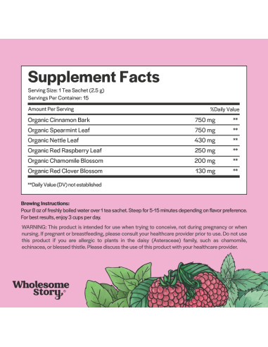 Té Orgánico de Fertilidad Wholesome Story - 15 Bolsitas Biodegradables