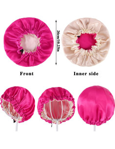 Bonete Ajustable para Bebé WSICSE de Satén Doble Capa Rojo y Negro 2