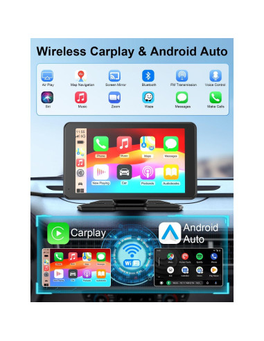 Pantalla táctil portátil 7" HD Carplay Android Auto Bokilino