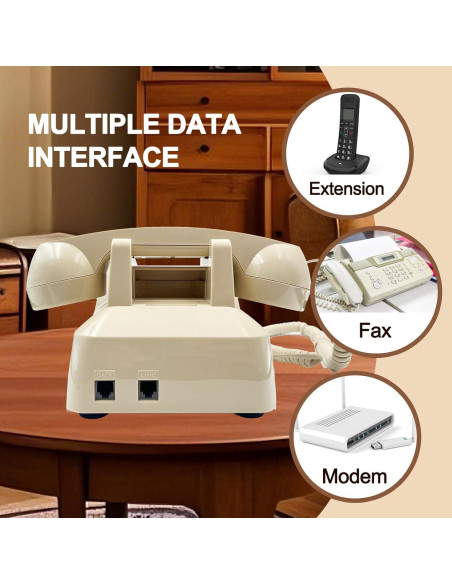 Teléfono de Línea Fija Vintage JIUZHOUYOUTU Beige 1.13 kg