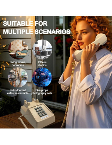 Teléfono de Línea Fija Vintage JIUZHOUYOUTU Beige 1.13 kg