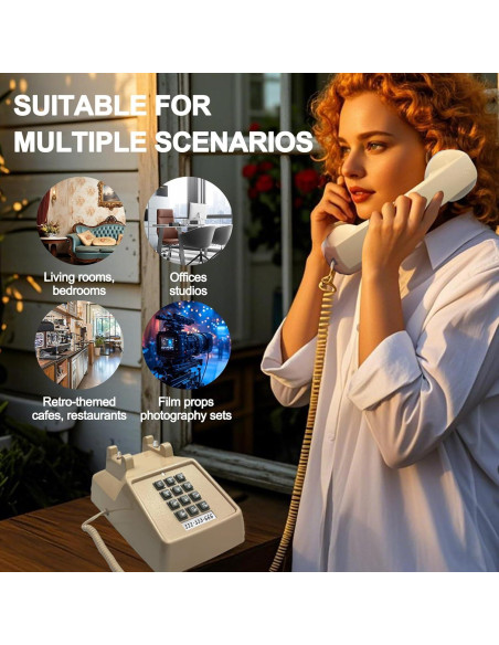 Teléfono de Línea Fija Vintage JIUZHOUYOUTU Beige 1.13 kg