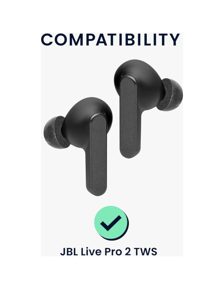 Puntas de Repuesto kwmobile para JBL Live Pro 2 TWS - 6 Pzas - Espuma de Memoria - Negro