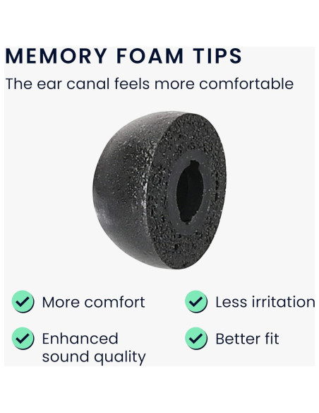 Puntas de Repuesto kwmobile para JBL Live Pro 2 TWS - 6 Pzas - Espuma de Memoria - Negro