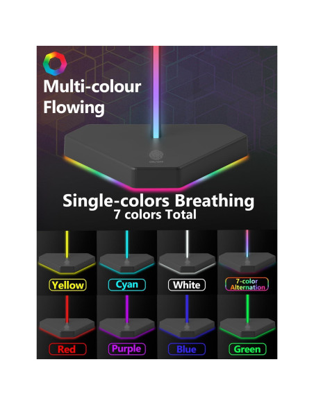 Soporte para Auriculares RGB Dongguan HS01 con 1 USB-C y 3 Cargas