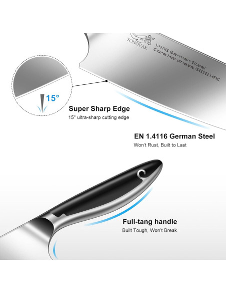 Cuchillo de Chef 20 cm YONOVAK Acero Alemán Antideslizante