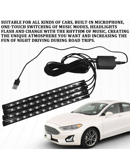 Luces LED para Automóvil Interior SamWinGear 4PCS Control APP 12V