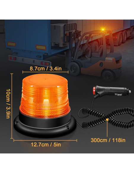 Luz Estroboscópica LED Dinfu Ámbar 10W Magnética IP67 Luz Estroboscópica LED Dinfu Ámbar 10W Magnética IP67