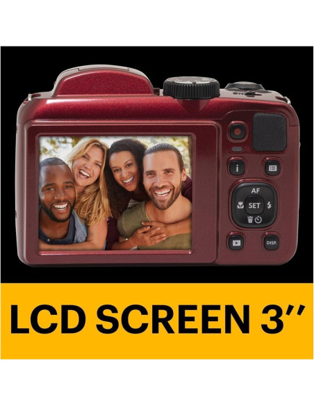 Cámara Digital Kodak PIXPRO AZ255 16MP Zoom 25x Rojo + SD 128GB