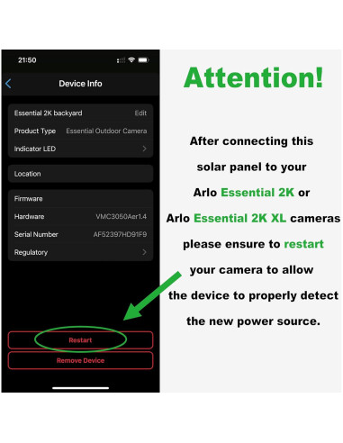 Cargador Solar AYIIFEI para Cámara Arlo Essential 2K - 4m Cable