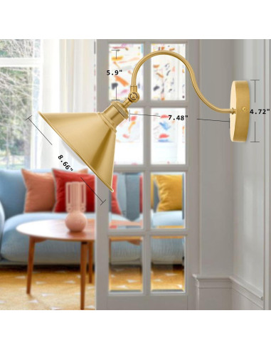 Aplique de Pared Inalámbrico Pillctvel Dorado - Juego de 2 Luces LED