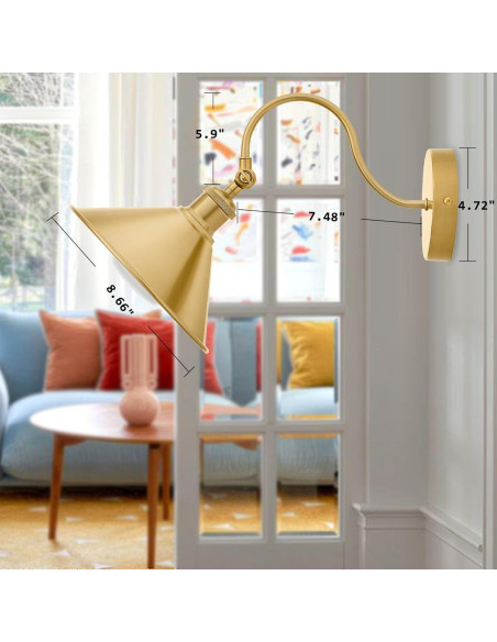 Aplique de Pared Inalámbrico Pillctvel Dorado - Juego de 2 Luces LED