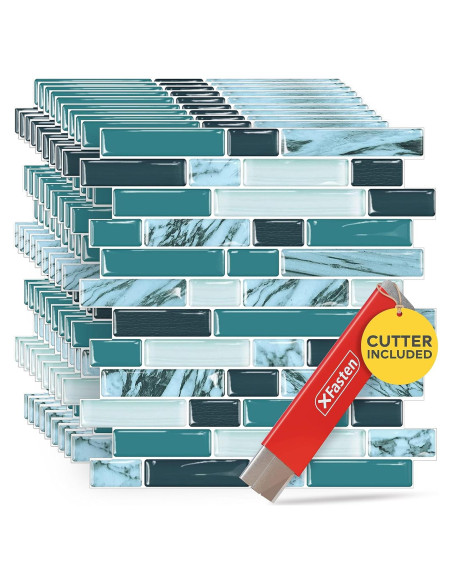 Azulejos Adhesivos XFasten 10pcs 30.48x30.48cm Teal Brillante