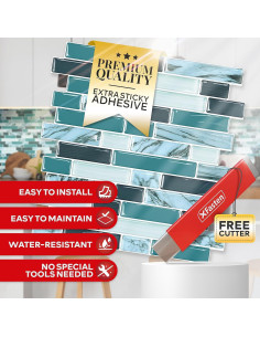 Azulejos Adhesivos XFasten 10pcs 30.48x30.48cm Teal Brillante 2