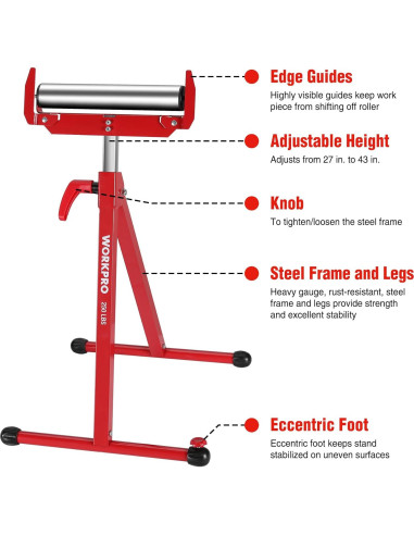 Soporte de Rodillo Plegable WORKPRO 113.4 kg Ajustable