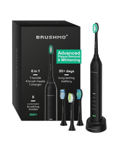 Cepillo de Dientes Eléctrico Brushmo BM01 Negro con 4 Cabezas