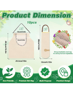 Paquete de 10 Bolsas de Malla Quxddy para Almacenamiento de Verduras 2