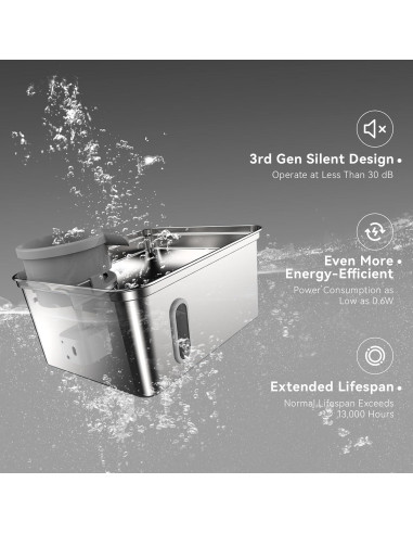 Fuente de Agua para Perros SNIFFNSLURP Acero Inoxidable 270oz