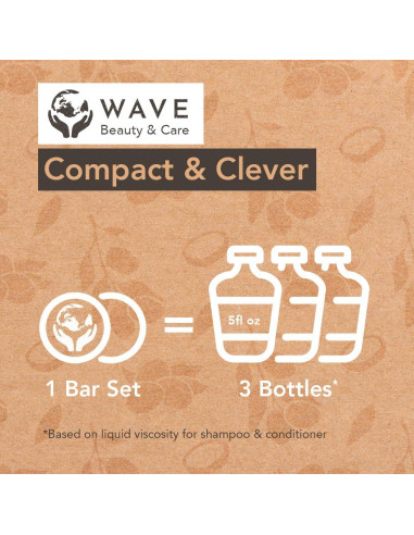 Juego de Champú y Acondicionador en Barra Wave - Vegano y Sin Sulfatos - Hidratación Intensa con Aceite de Argan