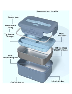 Caja de Almuerzo Eléctrica Monteka 1.8L 100W Azul 2