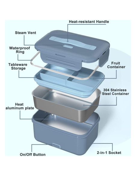 Caja de Almuerzo Eléctrica Monteka 1.8L 100W Azul