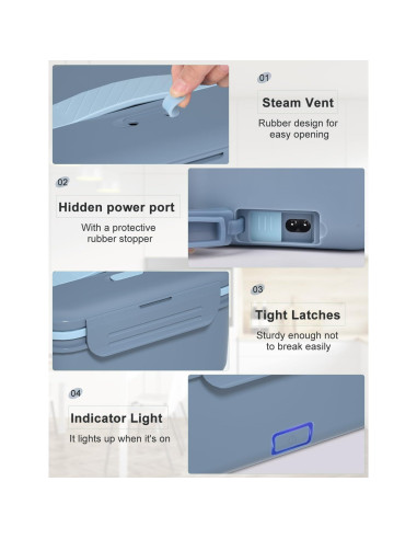 Caja de Almuerzo Eléctrica Monteka 1.8L 100W Azul