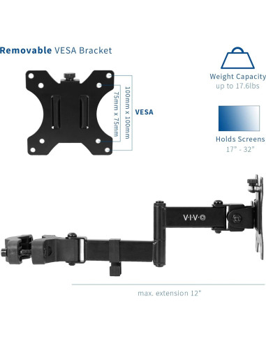 Soporte de Monitor VIVO MOUNT-POLE01A Negro 17-32" VESA