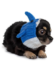 Bufanda de Perro Tejida a Mano Zoo Snoods - Baby Shark Azul Pequeño