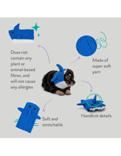 Bufanda de Perro Tejida a Mano Zoo Snoods - Baby Shark Azul Pequeño 2
