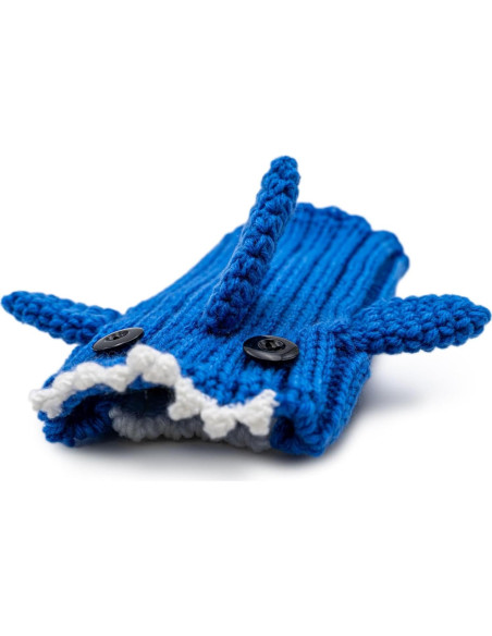 Bufanda de Perro Tejida a Mano Zoo Snoods - Baby Shark Azul Pequeño