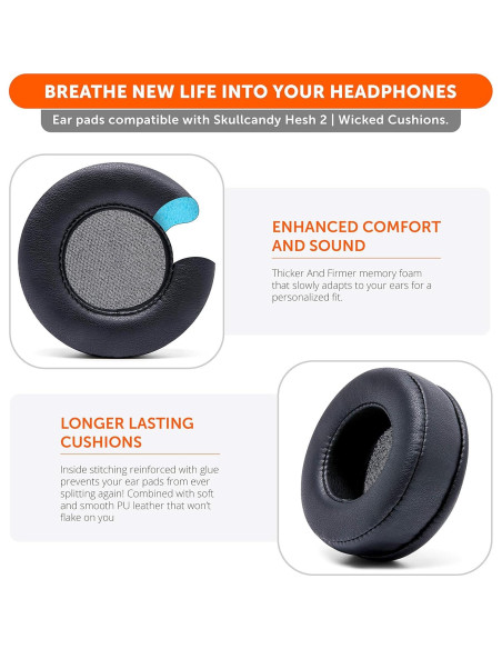 Almohadillas de Reemplazo WC para Auriculares Skullcandy Hesh - Negro