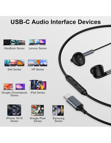 Auriculares USB C REPIND J026 con micrófono y control de volumen