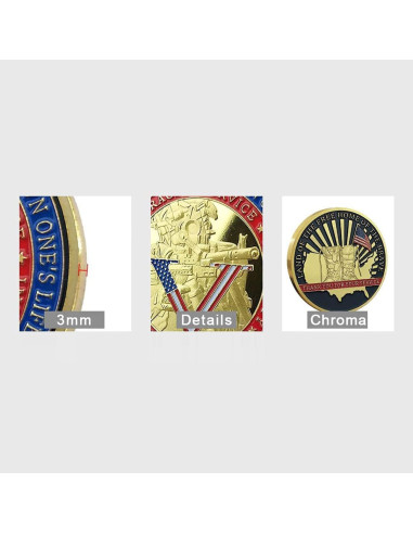 Moneda de Desafío Militar EE. UU. Glamtune 3.99 cm Regalo Veteranos