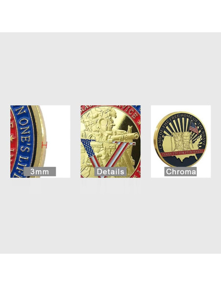 Moneda de Desafío Militar EE. UU. Glamtune 3.99 cm Regalo Veteranos