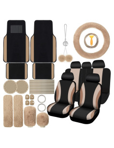 Juego Completo de Fundas de Asiento de Coche ROCEEI Beige
