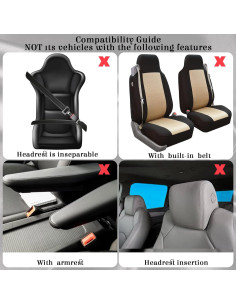 Juego Completo de Fundas de Asiento de Coche ROCEEI Beige 2