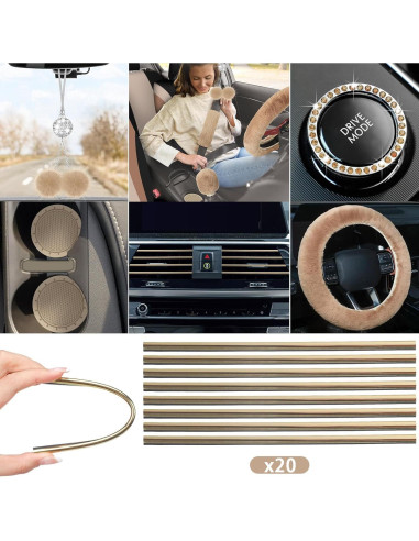 Juego Completo de Fundas de Asiento de Coche ROCEEI Beige