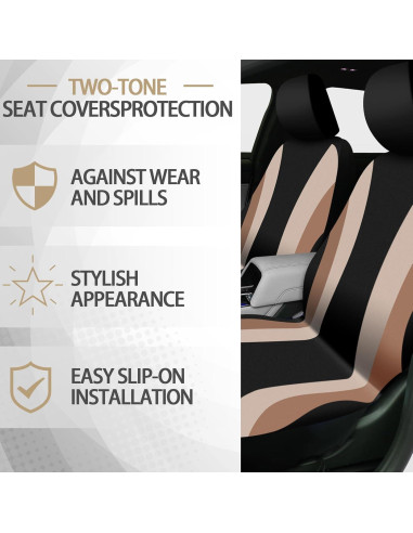 Juego Completo de Fundas de Asiento de Coche ROCEEI Beige