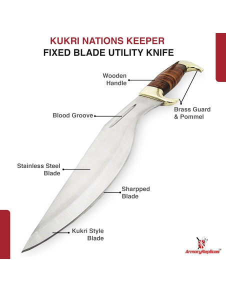 Cuchillo de Caza Kukri Réplicas de Armory 42.24 cm Acero Inoxidable
