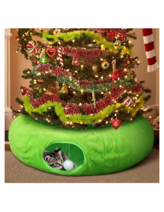Túnel para Gatos Soulchen Navidad Verde Peludo 91.44cm x 24.89cm