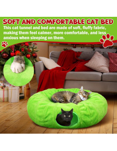 Túnel para Gatos Soulchen Navidad Verde Peludo 91.44cm x 24.89cm 2