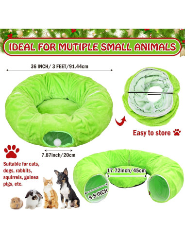 Túnel para Gatos Soulchen Navidad Verde Peludo 91.44cm x 24.89cm